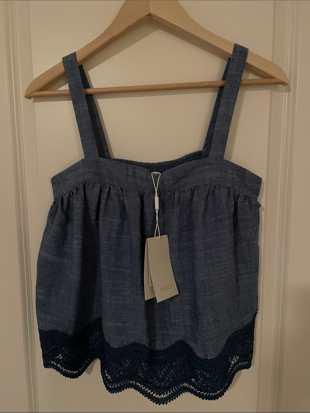 Parker Navy Blue Crochet-Hem Camisole